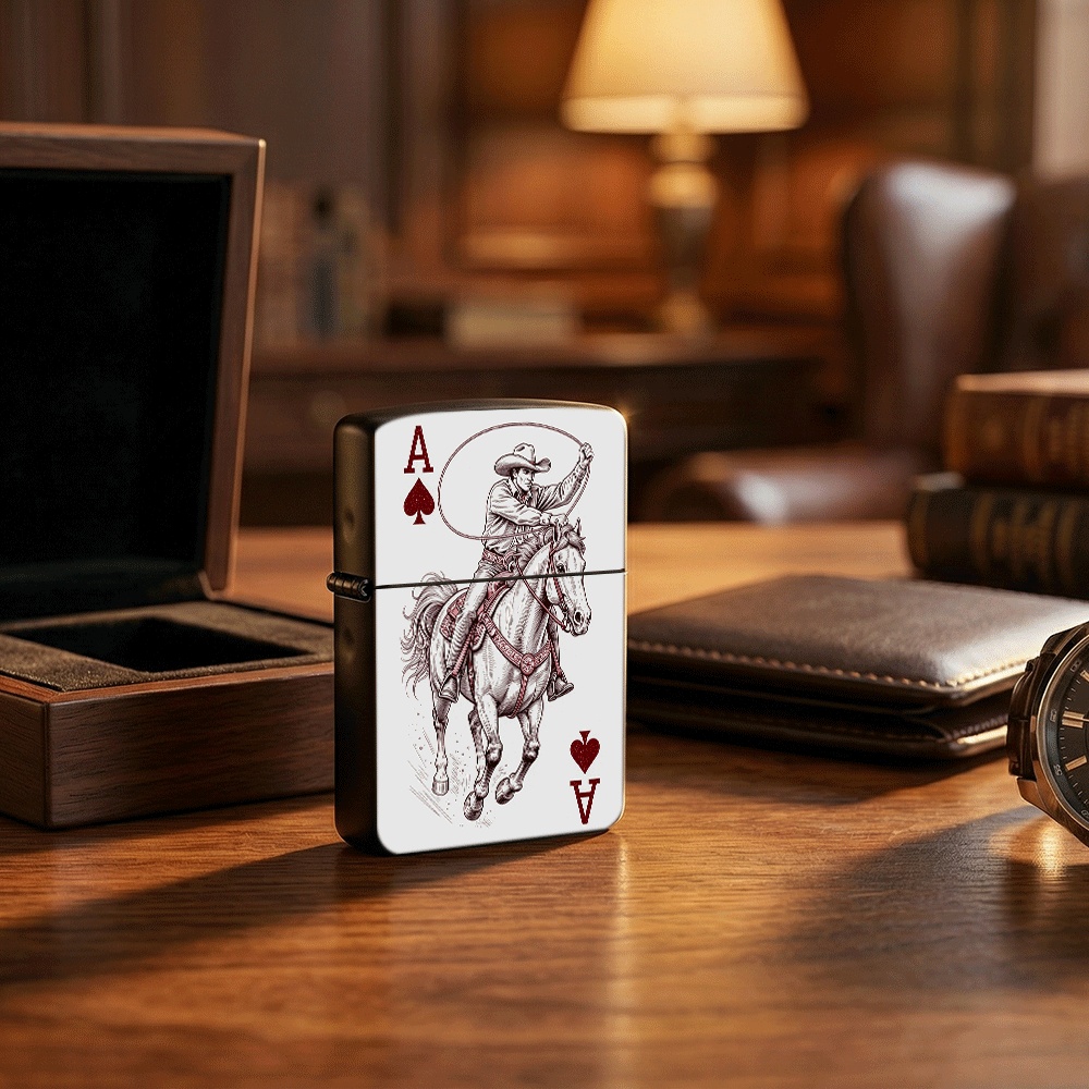 Vintage Collectible Playing Cards - Encendedor con tapa abatible, diseño de