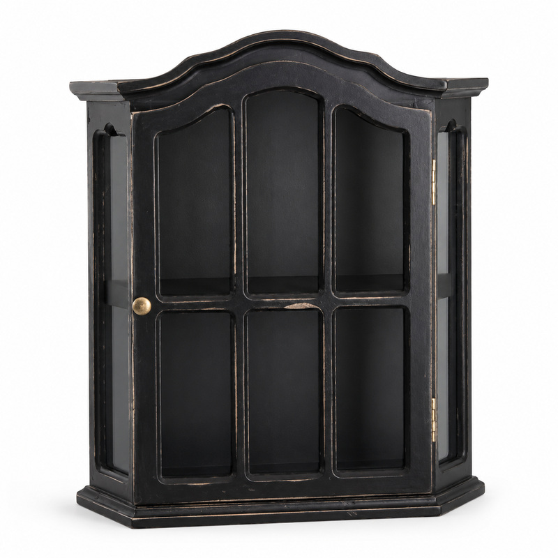 Vintage Collectible Furniture - Gabinete de pared de madera envejecida