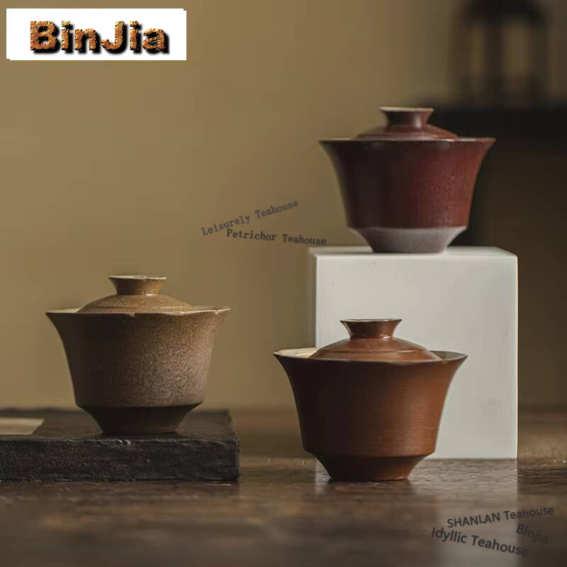 Vintage Collectible Pottery - Cuenco de cubierta de cerámica áspera