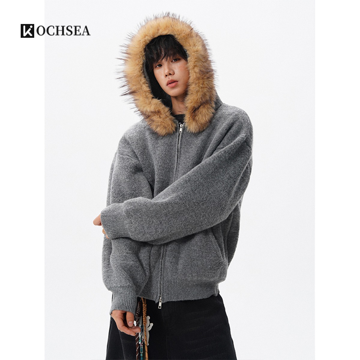Cárdigan con cuello de piel de - Vintage Zip Hoodie reseña y precio