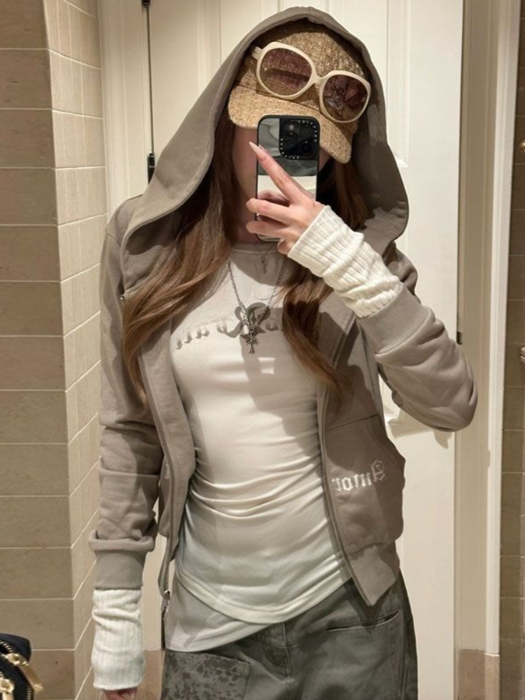 Sudadera con capucha corta con - Vintage Zip Hoodie reseña y precio